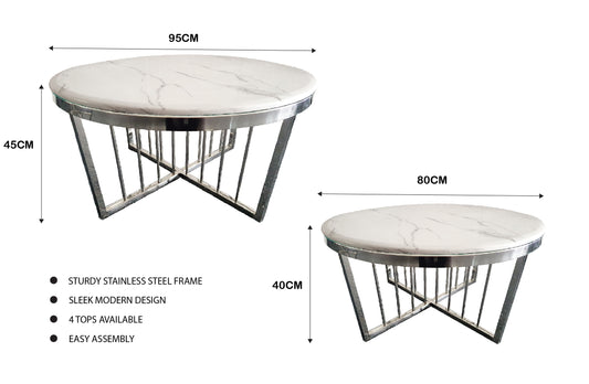 Serena Coffee Table & Side Table Collection - 3 Colours Available