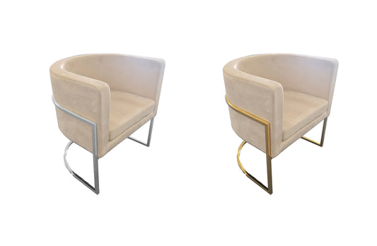 Tub Style Occasional Arm Chair  - Gold/Silver legs with Beige Seat (SYDNEY ONLY)