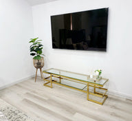 Alexa Gold TV Unit Table - 180cm X 40cm X 45cm - Elegant Collections 