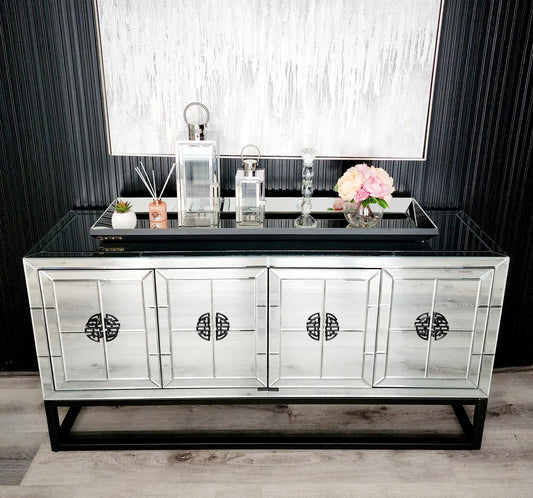 Athens Mirrored Buffet Table - Black