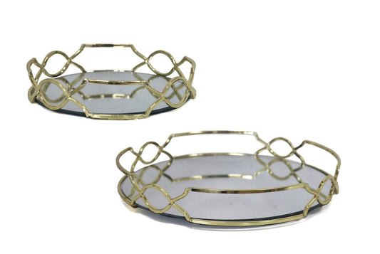 Gold Mirror Round Tray - 2 Sizes Available