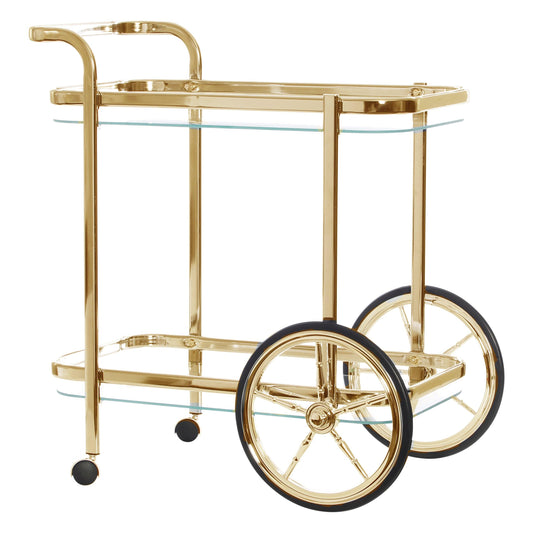 Glass Trolley With Cart Wheels - 3 Colours Available