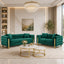Madeline green velvet lounge suite with gold legs in a styled living room — how to choose a sofa, Elegant Collections buying guide