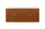 Chester fluted walnut sideboard with travertine-look stone top in a dining room