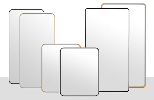 Metal Rectangle Mirrors Range - Black / Gold - 4 Sizes Available