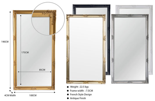 French Provincial Ornate Mirrors Range - 5 Sizes Available