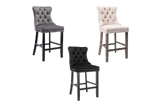 Set of 2 - French Provincial Bar Stools with Footrest - 3 Colours Available