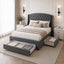 Paris Tall Tufted Velvet Dark Grey Bed with Storage Drawer