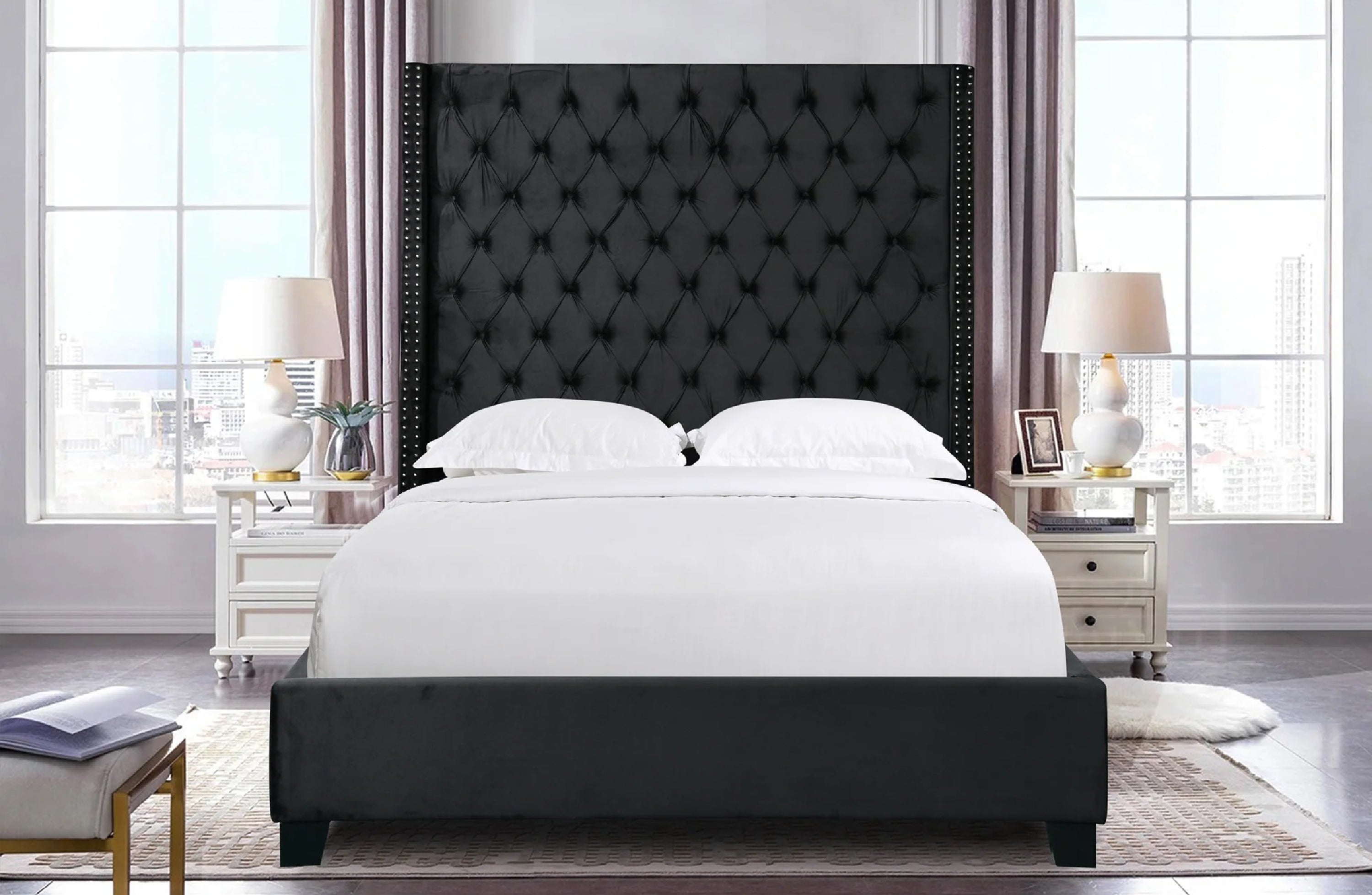 King size shop winged bed