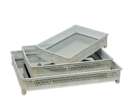 Metal Moroccan Rectangle Tray - 2 Colors Available