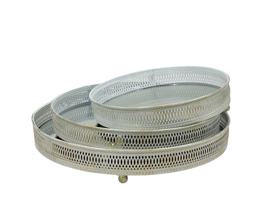 Metal Moroccan Round Tray - 2 Colors Available