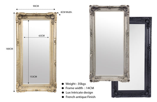 French Provincial LUX Ornate Mirrors - 3 Colours Available