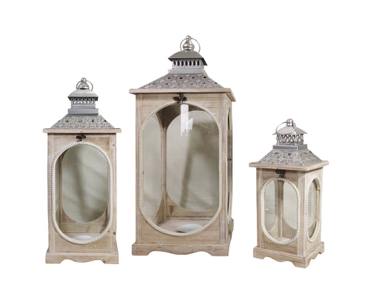 Natural Wooden lanterns with Oval Design -3 Sizes Available