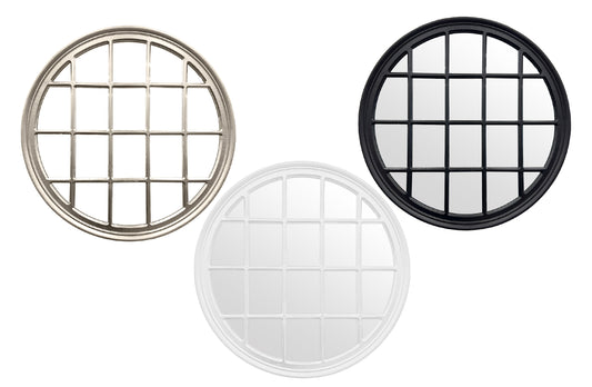 Hampton's Circle Window Style Mirrors - 2 Colours Available