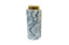  Large blue marble ceramic canister with gold veining and glossy gold lid, 37cm height.