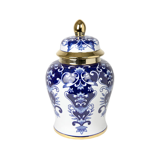 Blue / Gold Ceramic Ginger Jar Urn Large and Small