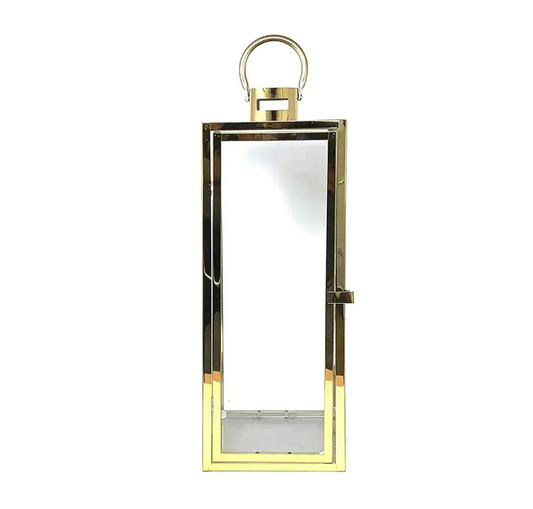 Polished Metal and Glass Lanterns -  2 Colours Available