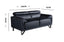 Lawson black leather 2-seater sofa showing measurements 166cm width, 87cm depth, and 90cm height.