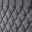 Dark grey tufted velvet headboard close-up.