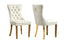 Alsea beige velvet dining chair with tufted back, stud trim, ring handle, and gold legs