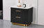 modern black gold bedside table with lamp and decor in bedroom