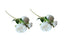 Set of two off-white artificial rose stems, 60cm, each with three detailed blooms and lush leaves.