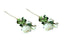 Set of two white artificial rose stems, 60cm, each with three lifelike blooms and green foliage.