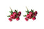 Set of two bright pink artificial peony and frangipani bunches with lush green leaves.