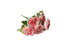 Realistic coral artificial rose bunch, 31cm, with lush green leaves and delicate blooms.
