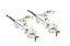 Set of two white artificial cherry blossom stems, 49cm, with realistic flowers and green leaves.
