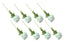 Set of eight white artificial rose stems, 50cm, with realistic petals and lush green leaves.