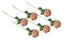 Set of six soft pink artificial rose stems, 64cm, with realistic blooms and green leaves.