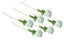Set of six white artificial rose stems, 64cm, with delicate petals and green foliage.