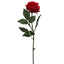 Single artificial red rose with lush green leaves – 62cm tall