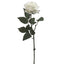 Single artificial white rose with lifelike petals and green stem – 62cm