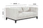 Austin Lounge Sofa in Cream – Elegant 2-seater with deep channel tufting and soft cushions, shown with full-size dimensions for a perfect fit.