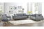 Luxury dark grey velvet sofa collection styled in modern living room with gold trims