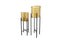 Gold Beehive Planter set of two with black foldable legs on white background.
