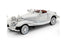 White Mercedes 500K vintage diecast car with elegant detailed finish