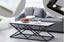 Beverly coffee table with matte black frame and white marble top, modern design.