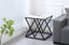 Beverly side table in matte black frame with sintered white marble stone top, contemporary look.