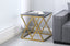 Beverly side table in gold frame with black tempered glass top, modern stylish piece.