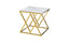 Beverly side table in gold polished frame with elegant marble sintered stone top.