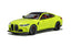 Front view of green BMW M4 diecast car with detailed headlights.