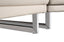 Close-up of Brighton cream leather lounge legs featuring sleek stainless steel supports with modern angular design.