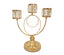 Elegant gold candle holder with crystal cups and modern base.