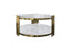 Chelsea round white marble coffee table with polished gold frame