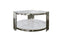 Chelsea round white marble coffee table with polished silver frame