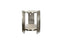 Chelsea round white marble side table with polished silver frame