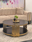 Chelsea coffee table with black marble top and polished gold frame